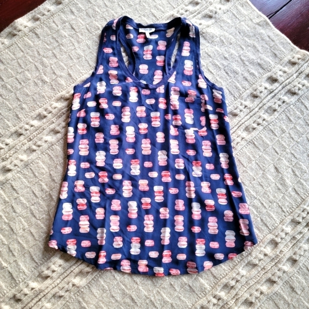 JOIE Alicia Macaron Racerback Silk top size XS/S Navy Pink